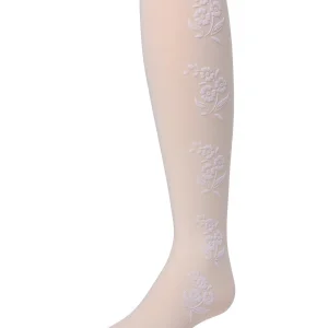 Girls' Flocked Floral Opaque Tights