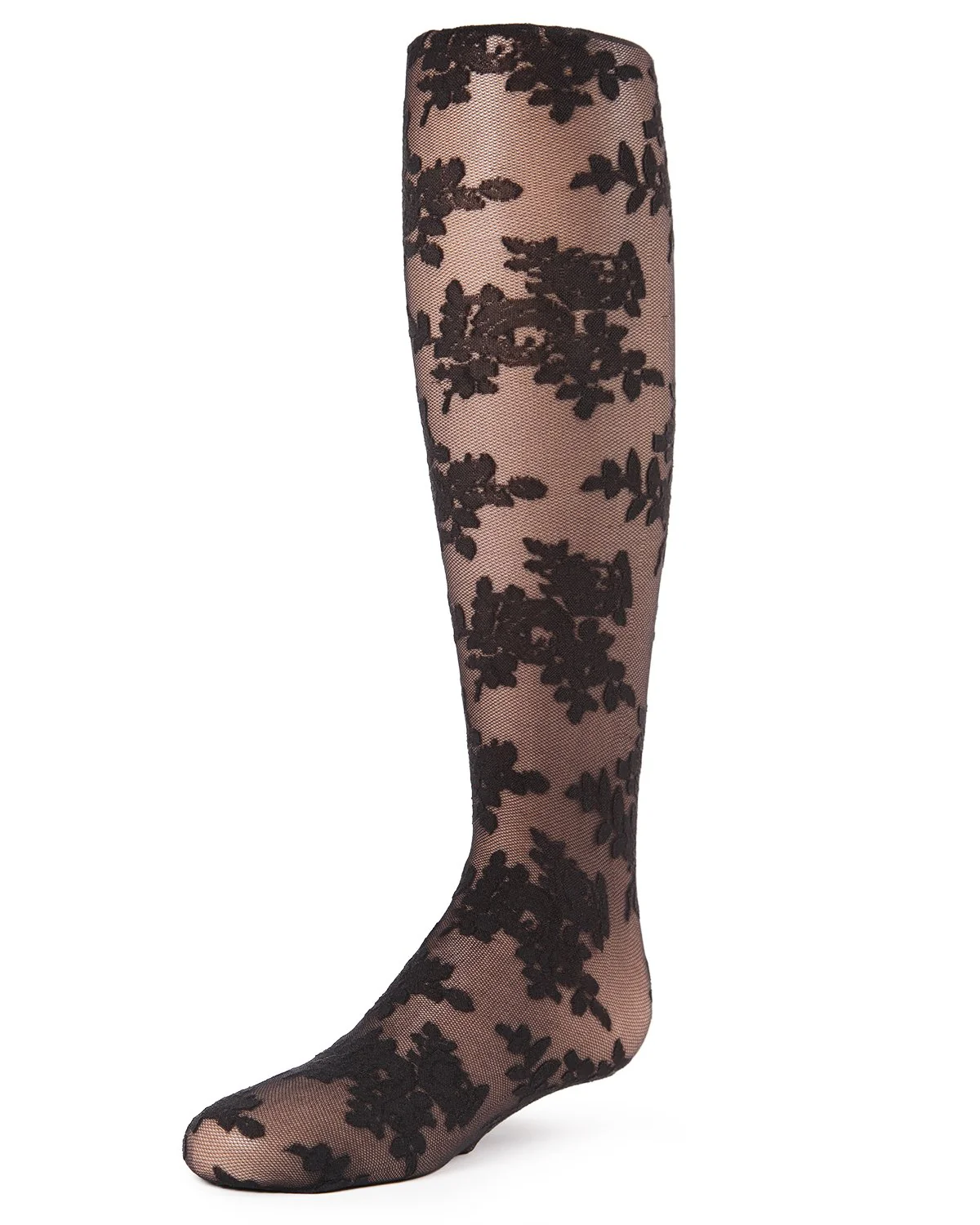 Fancy Floral Girls Sheer Tights – Image 2