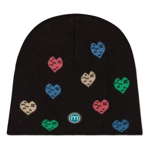 Girls Cozy "Colorful Hearts" Rayon-Blend Knit Beanie