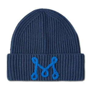 Boys Ribbed "M" Yarn-Embroidered Rayon-Blend Beanie