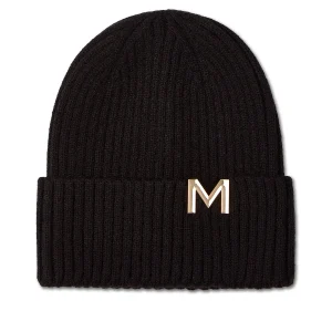 Boys Ribbed Metal M Cut-Out Design Rayon Blend Beanie
