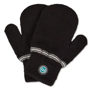 Girls Cozy Knit-In Bow Ribbed Rayon-Blend Mittens