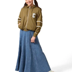 Girls Sporty C Camp Patch Zippered Hoodie