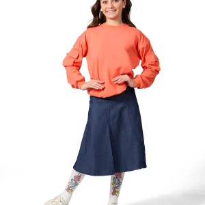 Girls Cargo Sleeve Cotton Rich Bomber Style Long Sleeve T-Shirt