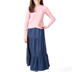 Girls Ribbed C-Patch Crossover Hem Long Sleeve T-Shirt