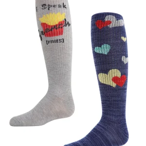 Girls' 2 Pair Pack I Speak French Fries Knee High Socks
