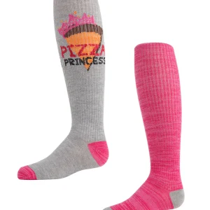 Girls' 2 Pair Pack Pizza Princess Knee High Socks