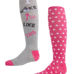 Girls' 2 Pair Pack I woke up like this Knee High Socks