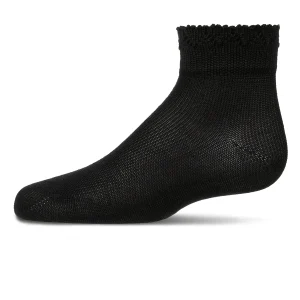 Girls Crochet Ruffle-Trim Mercerized Cotton Blend Ankle Sock