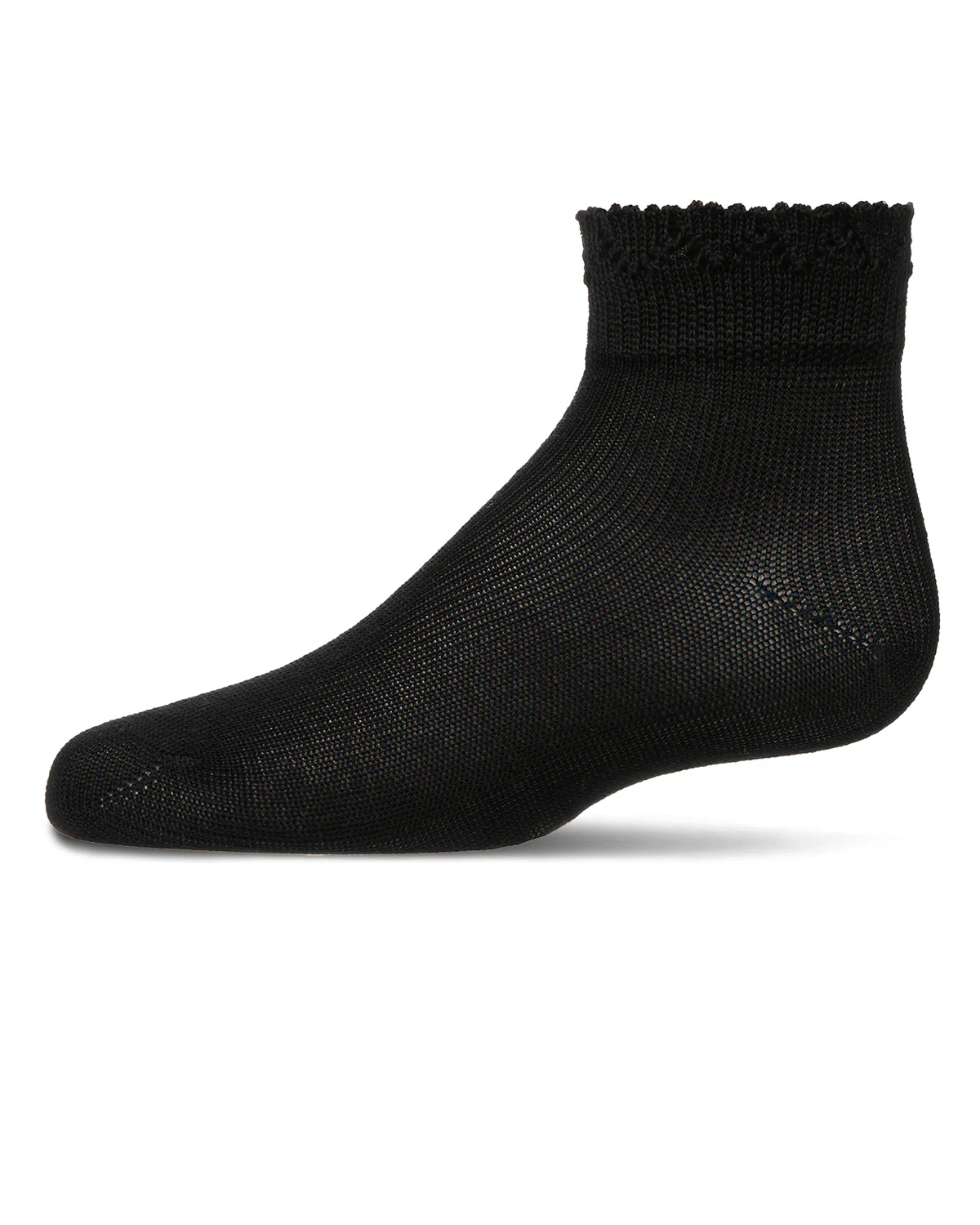 Girls Crochet Ruffle-Trim Mercerized Cotton Blend Ankle Sock – Image 2