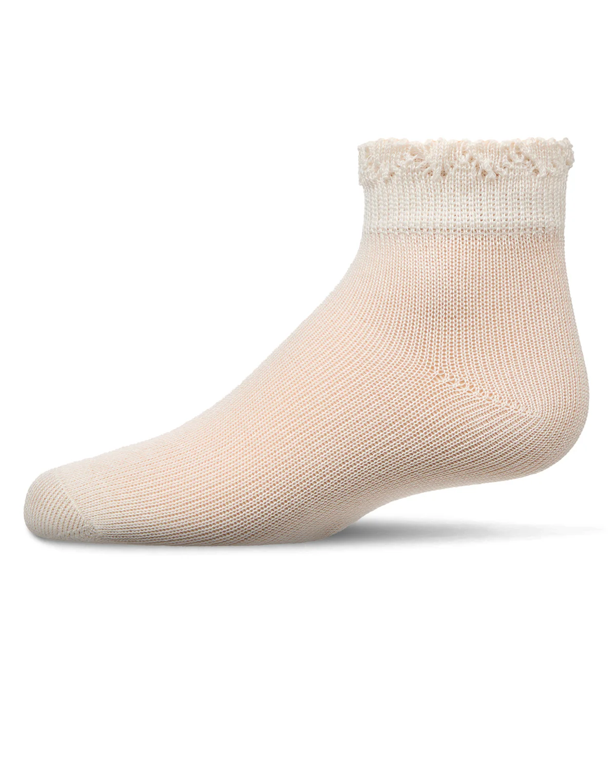 Girls Crochet Ruffle-Trim Mercerized Cotton Blend Ankle Sock – Image 4