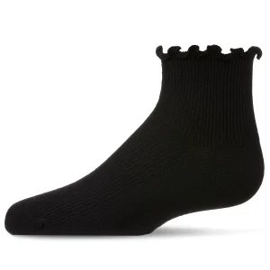 Girls' Ruffled Top Thin Ribbed Anklet Socks