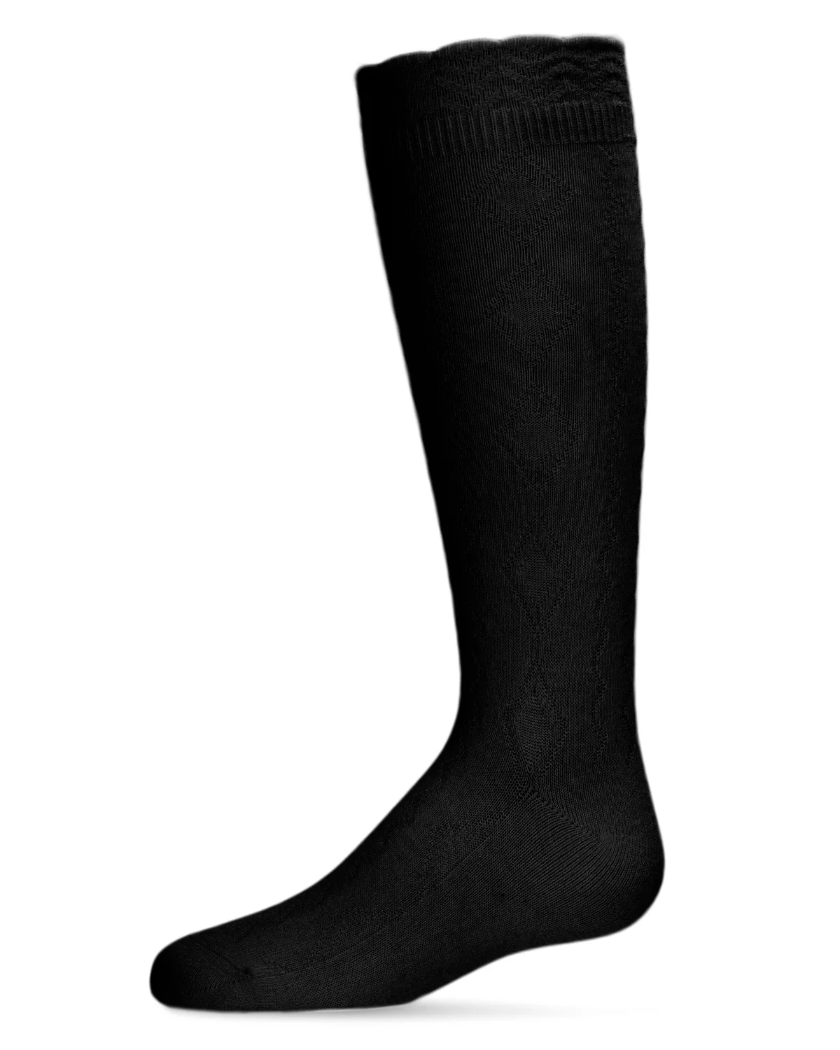 Diamond Zag Knee High Sock with Scalloped Cuff – Image 2