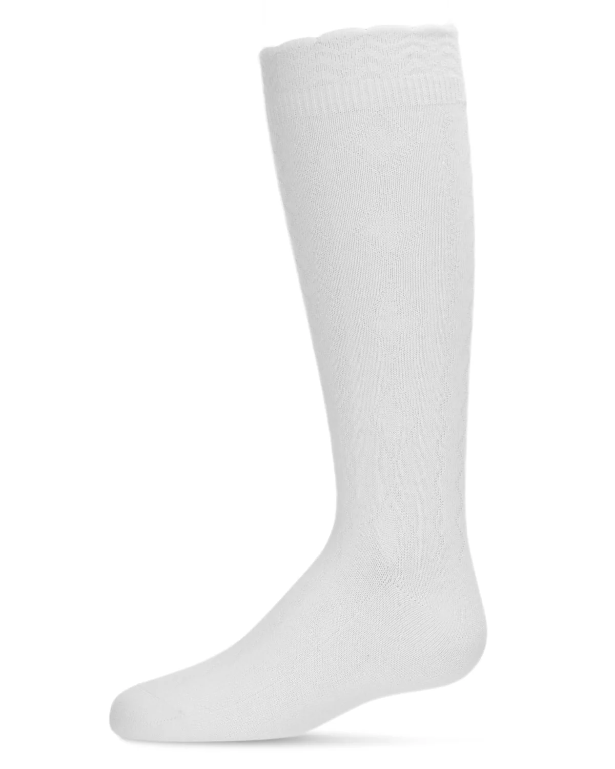 Diamond Zag Knee High Sock with Scalloped Cuff – Image 6