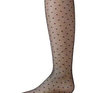 Girls Lace Trimmed Dot Mesh Knee Sock