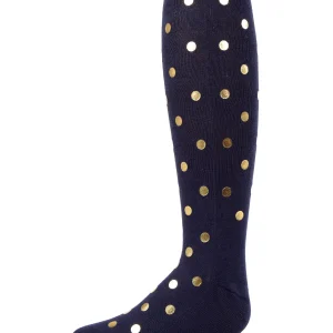 Metallic Polka Dot Cotton Blend Girls Tights