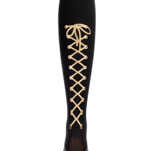 Girls Fashion Tights with Lace-Up Graphics in Back