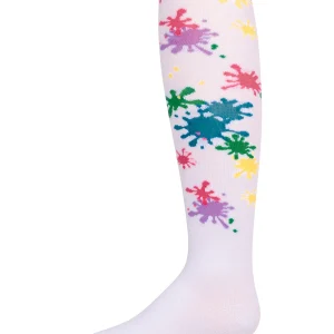 Girls “Splatter Paint” Opaque Stretch Cotton Tights