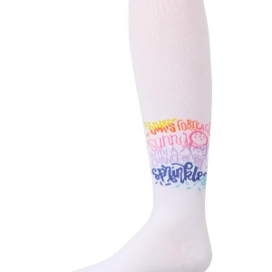 Girls “Sunny Days” Opaque Stretch Cotton Tights
