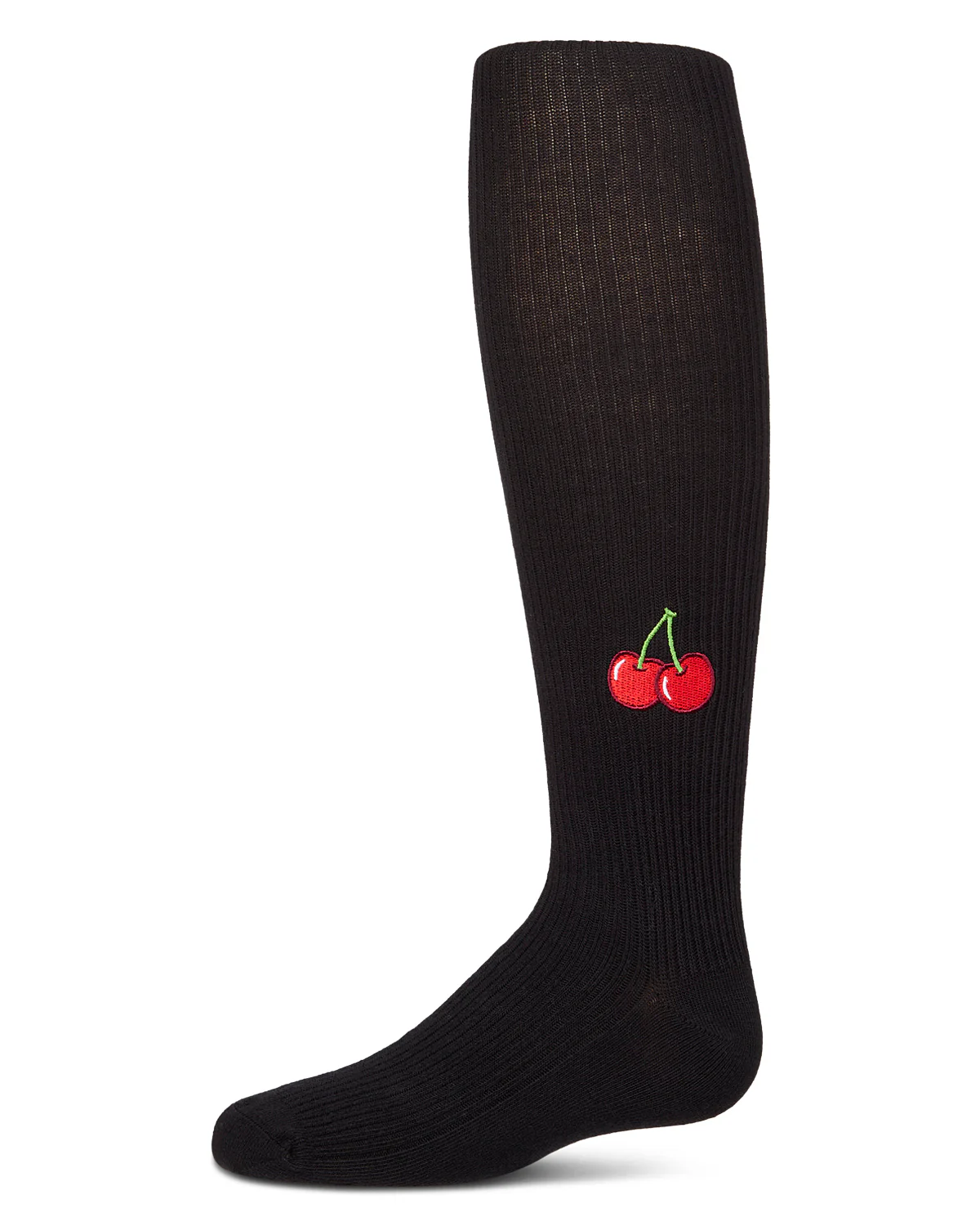 Girls Ribbed Cotton Rich Embroidered Cherry Sweater Tights – Image 2