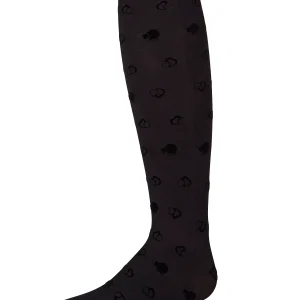 Girls Opaque "Overlapped Heart" Flocked Tights