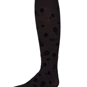 Girls Opaque "Flower Garden" Flocked Tights