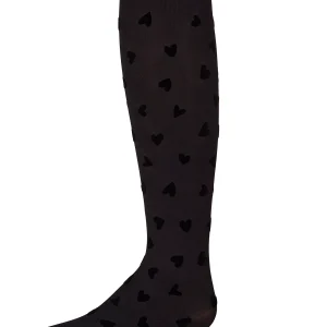 Girls "Heart To Heart" Flocked Opaque Fashion Tights