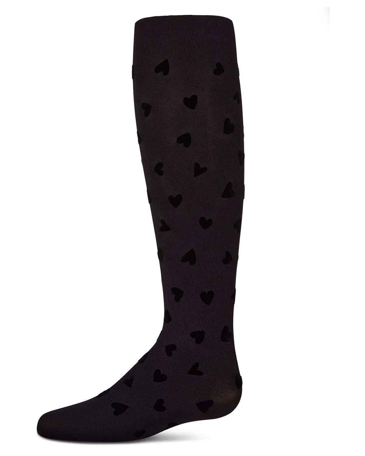 Girls "Heart To Heart" Flocked Opaque Fashion Tights