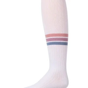Girls Triple-Stripe Ribbed Cotton-Rich Varsity Sweater Tights