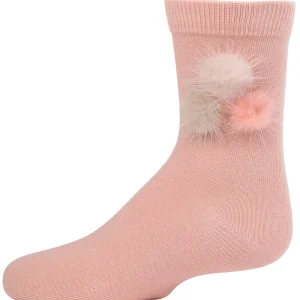 Fluffy Trio Pom-Pom Cotton Blend Crew Socks