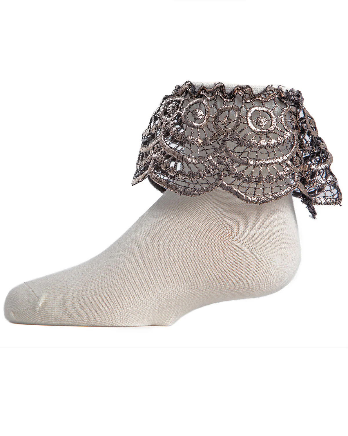 Metallic Scalloped Cotton Blend Anklet Socks – Image 4