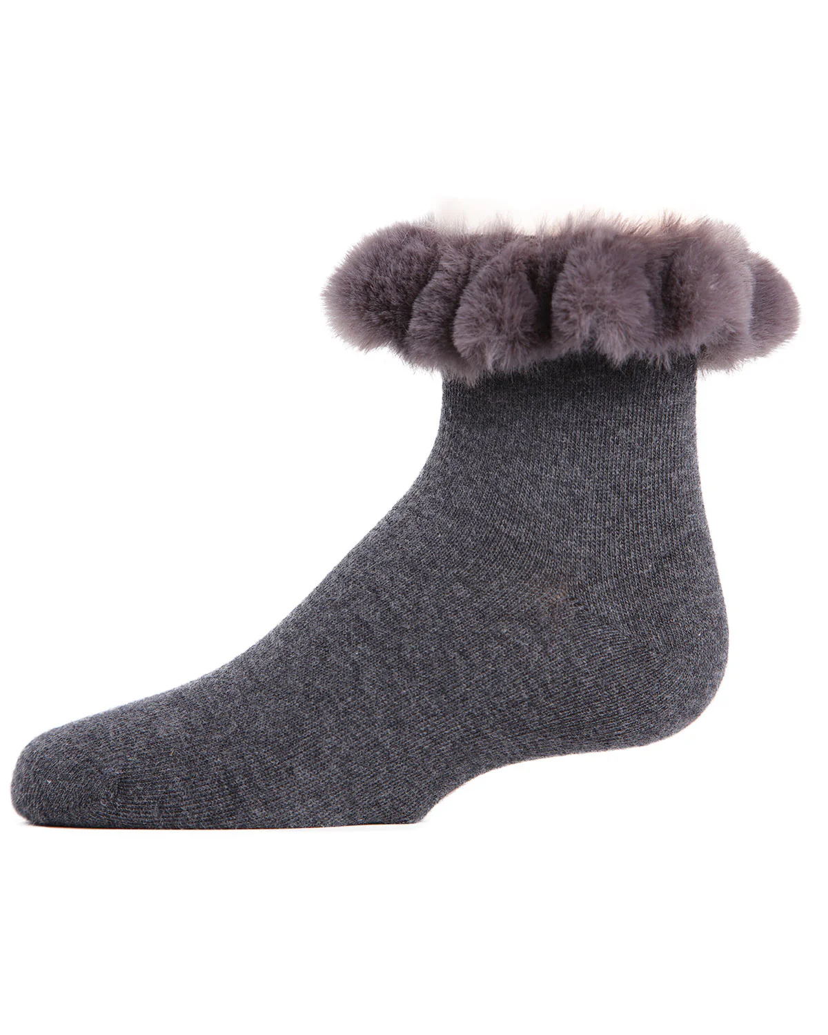 Faux-Fur Cuff Cotton Blend Anklet Socks – Image 3