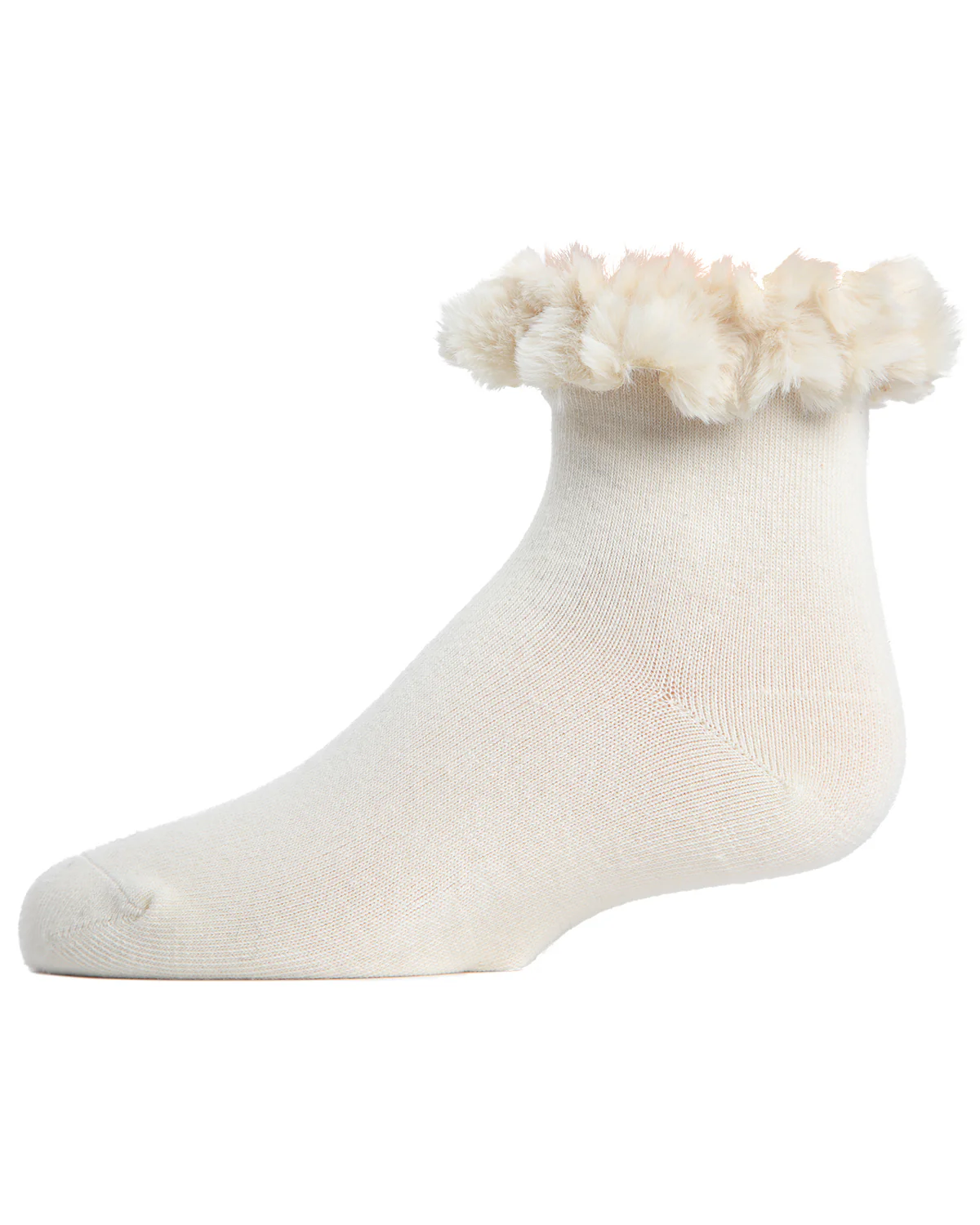 Faux-Fur Cuff Cotton Blend Anklet Socks – Image 4