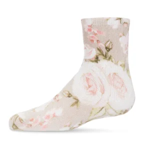 Rose Floral Bamboo Blend Crew Sock