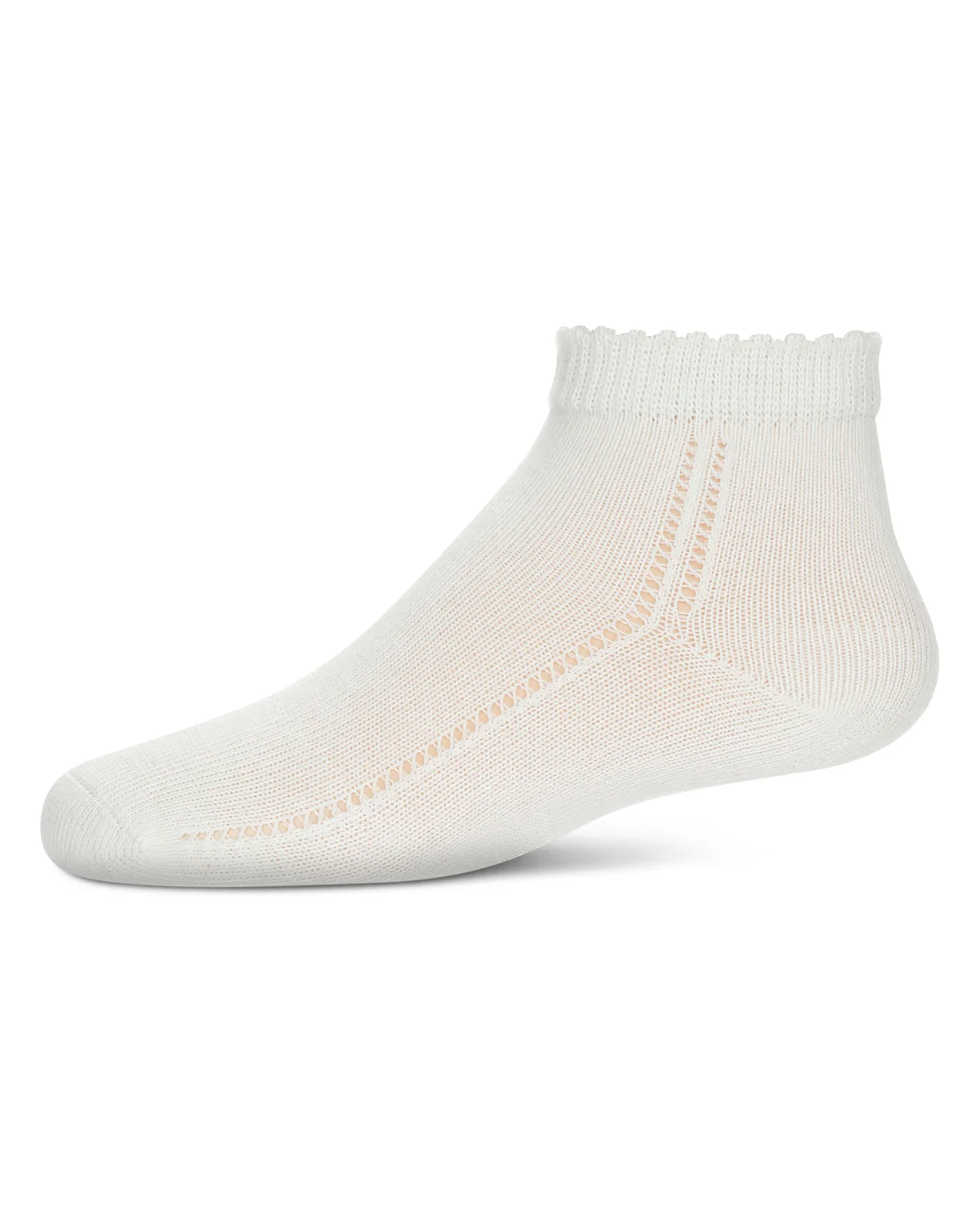 Girls Open-Work Cotton-Rich Lettuce-Edge Ankle Sock – Image 3