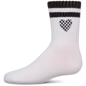 Girls' Checkered Heart Crew Socks