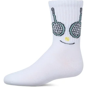 Girls' Tennis Smiley Face Crew Socks