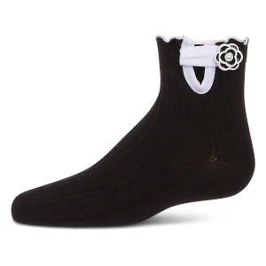 Girls' Floral Button Anklet Socks