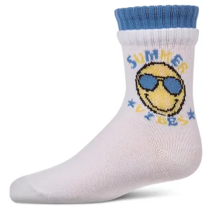 Girls "Summer Vibes" Cotton Blend Double-Layer-Look Crew Sock