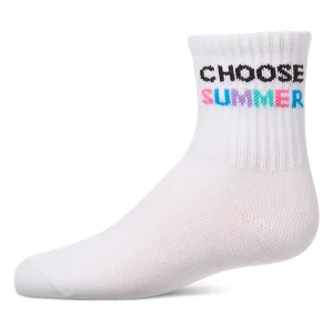 Girls "Choose Summer" Ribbed Cotton-Blend Crew Sock