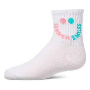 Girls "Summer Smiles" Cotton Blend Novelty Crew Sock
