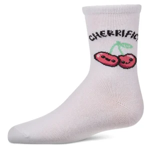 Kids Unisex "Cherrific" Cotton-Rich Mini-Ribbed Novelty Crew Sock