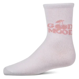 Girls "Good Mood" Cotton-Rich Fine-Gauge Novelty Crew Sock
