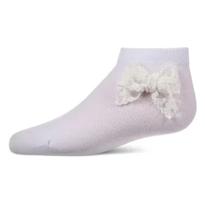 Girls Cotton-Rich Fashion Ankle Sock with Floral Lace Bow