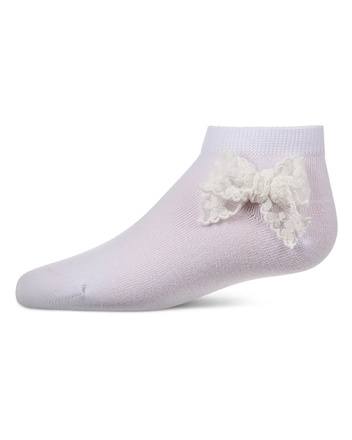 Girls Cotton-Rich Fashion Ankle Sock with Floral Lace Bow – Image 2