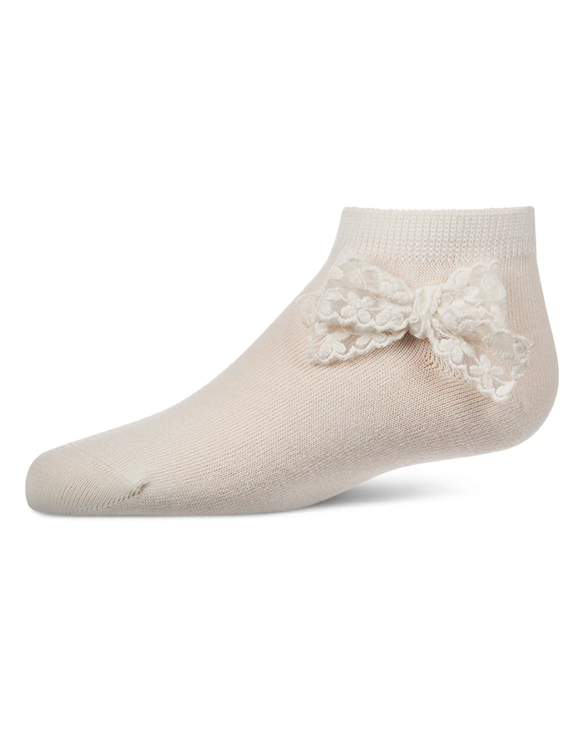 Girls Cotton-Rich Fashion Ankle Sock with Floral Lace Bow – Image 4