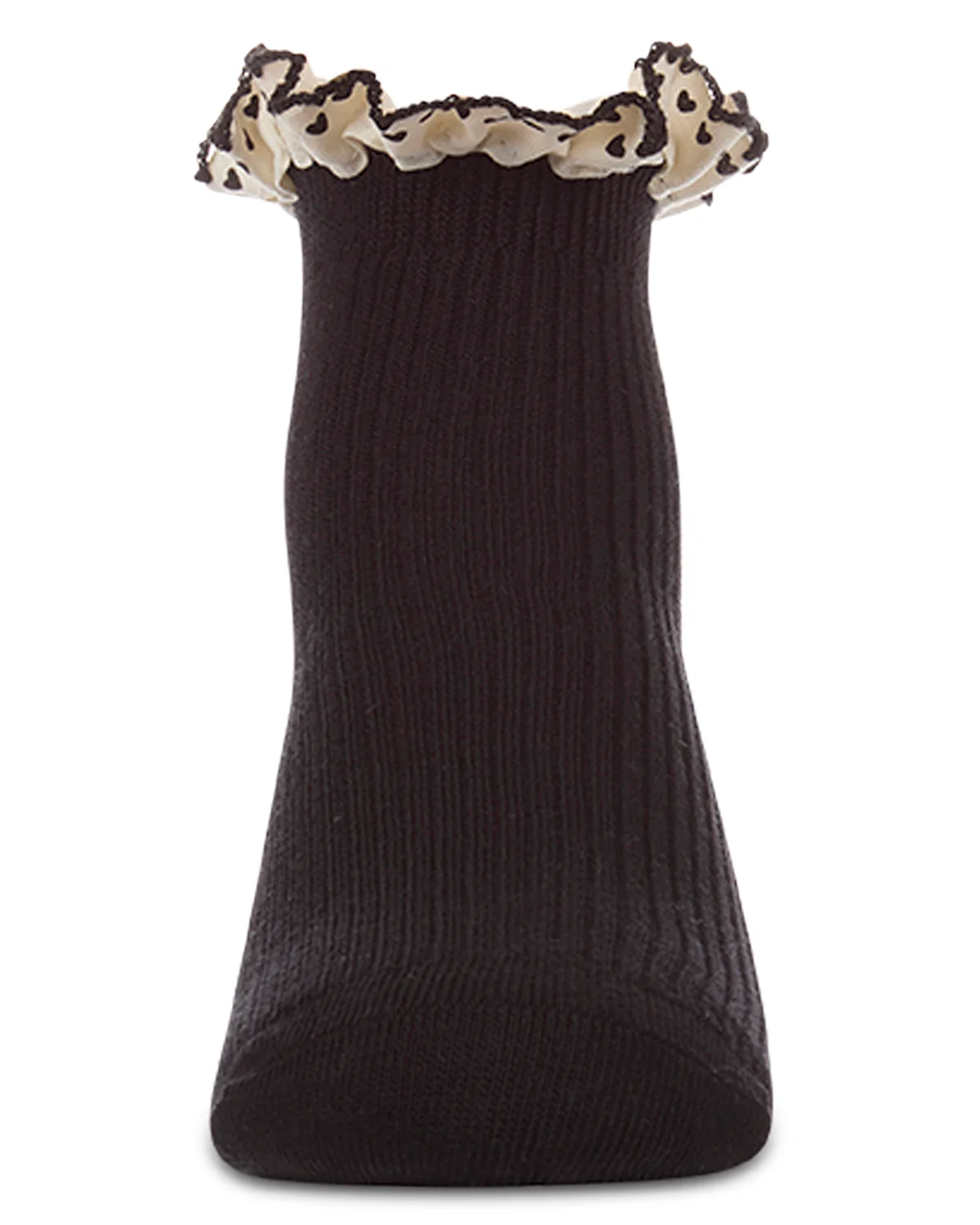 Girls Ribbed Cotton-Rich Ankle Sock with Heart-Print Lace-Trim Ruffle – Image 5