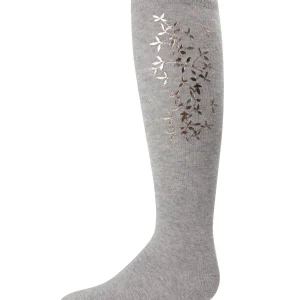 Foil and Foliage Cotton Blend Girls Knee Socks
