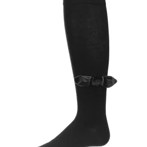 Velvet Bow Cotton Blend Knee High Sock