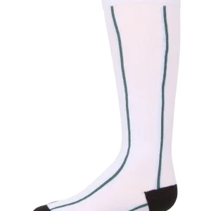 Girls Sporty Stretch Cotton Logo Vertical Stripe Knee Sock